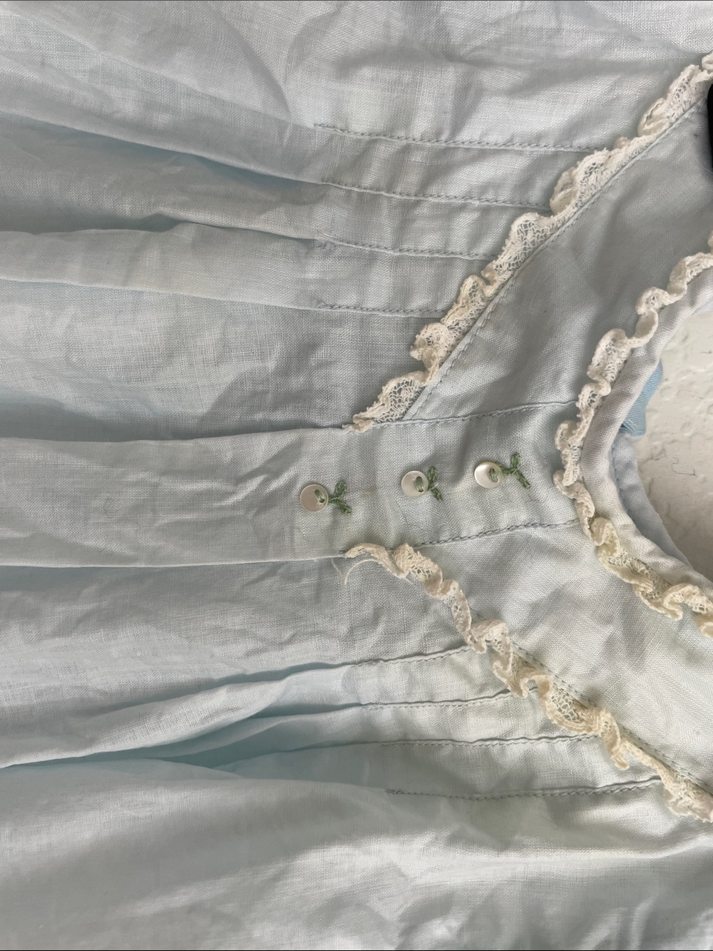 Vintage NANETTE ORIGINALS Babe Frock Puff Sleeve, Light Blue w/Pintuck Front - Picture 10 of 14